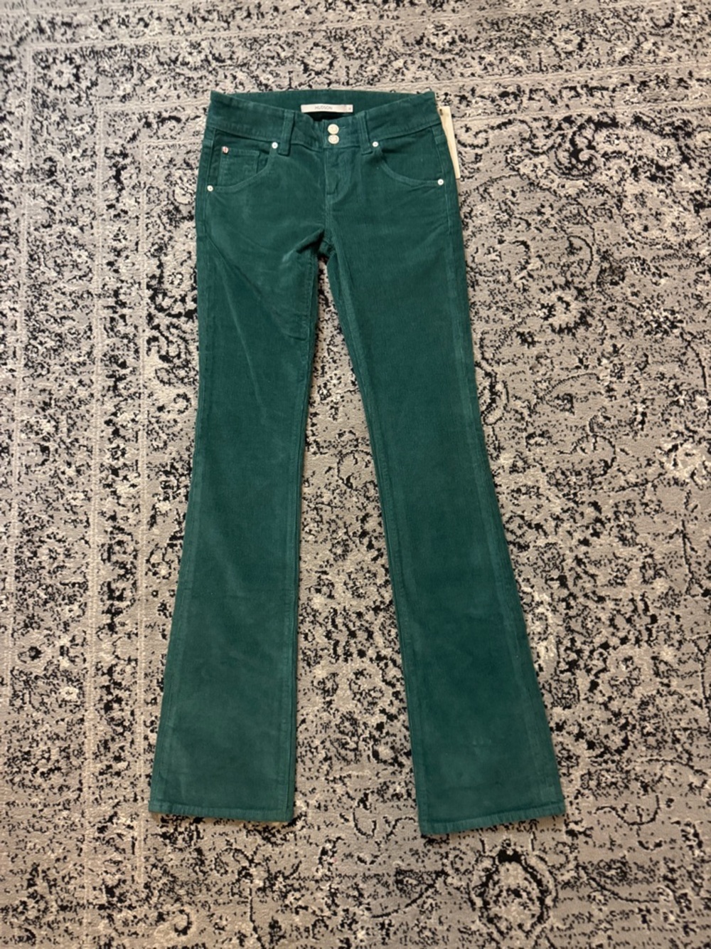 Teal Green Corduroy low rise bootcut pants